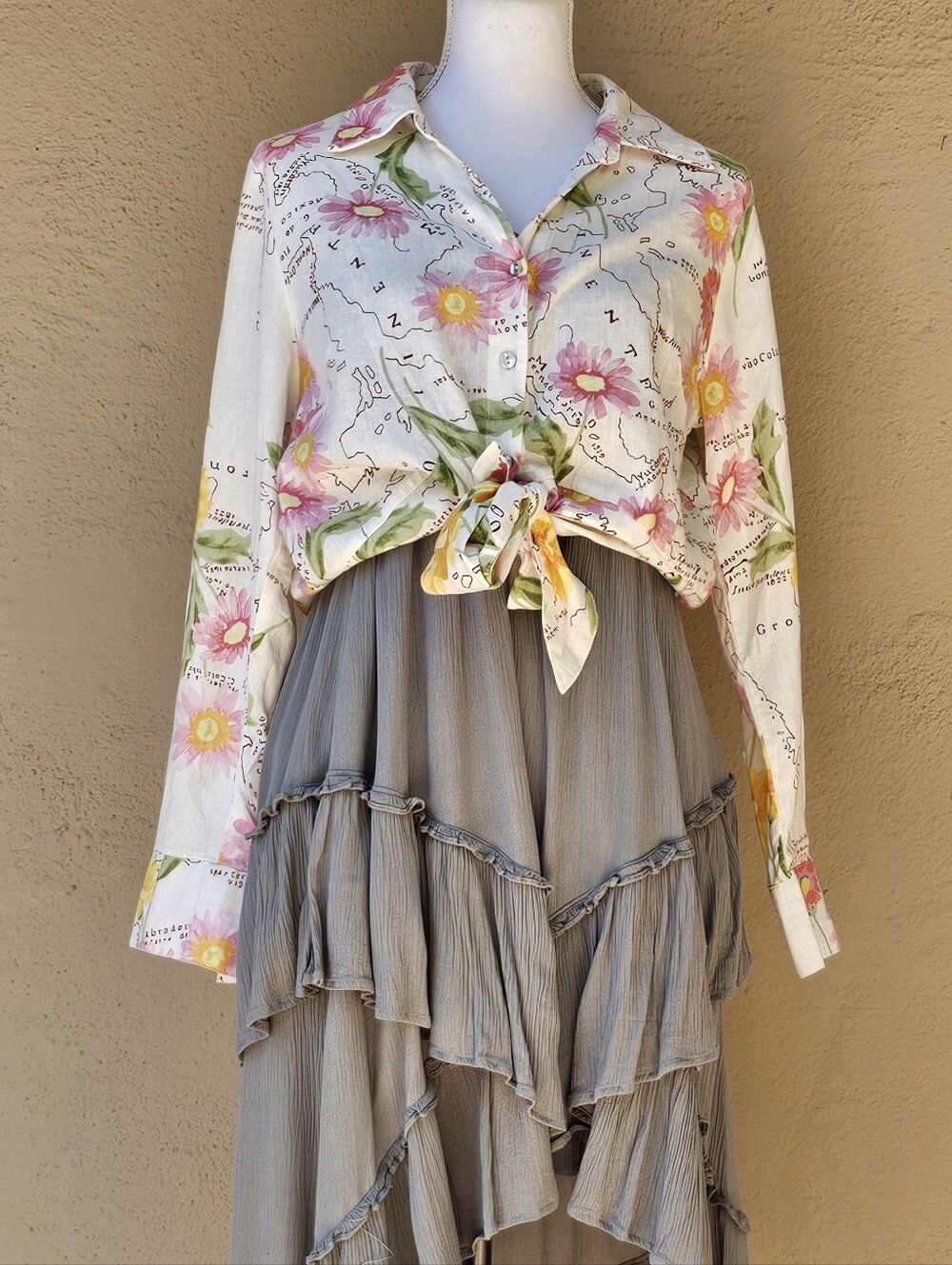 Calypso St. Barth Novelty Print Floral Vacation Destination Map 100% Linen SZ XL - Picture 13 of 15